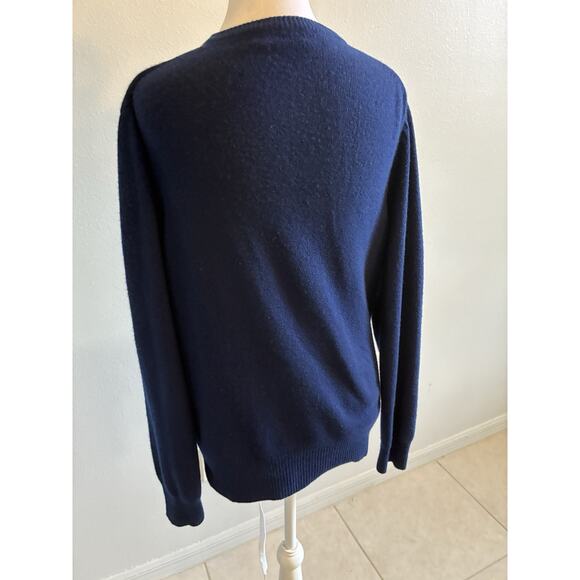 VTG Bloomingdale's 100% Cashmere V-Neck Sweater Golfing Sporty Blue Hong Kong S - Picture 11 of 11